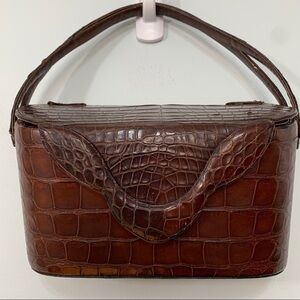 Nettie Rosenstein | Crocodile Vintage Structured Box Style Double Top Handle Bag